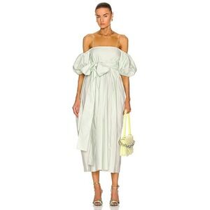 Cecilie Bahnsen Mint Green Cotton Poplin Joel Midi Dress US 4 UK 8